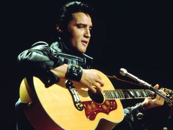 Elvis Presley performing on the television show "Elvis: The Comeback Special" (1968).