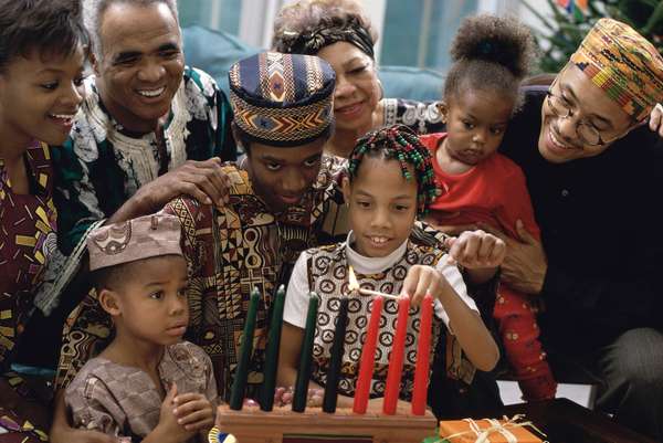 Family celebrating Kwanzaa