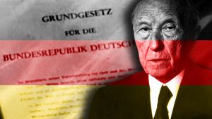 Witness the founding of the Federal Republic of Germany with the signing of the Bonn Constitution, 1949