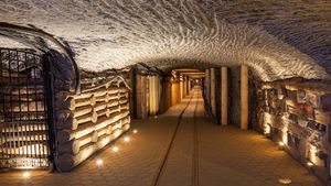Tour the elaborate architectural elements and carvings in Poland's Wieliczka salt mine