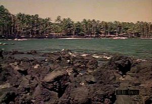 Fly over the Hawaiian Islands to see volcanoes, black and white sand beaches, and Waimea Canyon