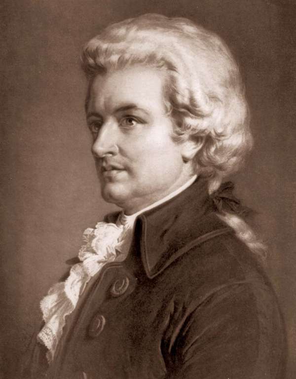 Wolfgang Amadeus Mozart portrait. Austrian composer. (Johann Chrysostom Wolfgang Amadeus Mozart)
